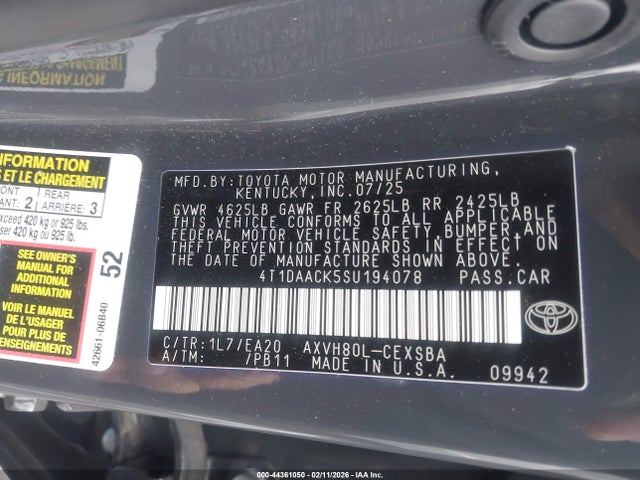 Toyota CAMRY SE 2025 4T1DAACK5SU194078 Image 9