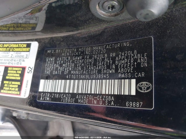 4T1G11AK9LU938945 Toyota CAMRY SE