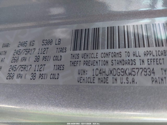 2019 JEEP WRANGLER UNLIMITED 1C4HJXDG9KW577934 Photo 8