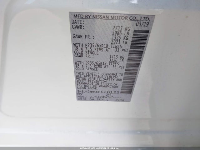 Nissan Pathfinder Sv 2019 5N1DR2MM4KC620122 Image 9