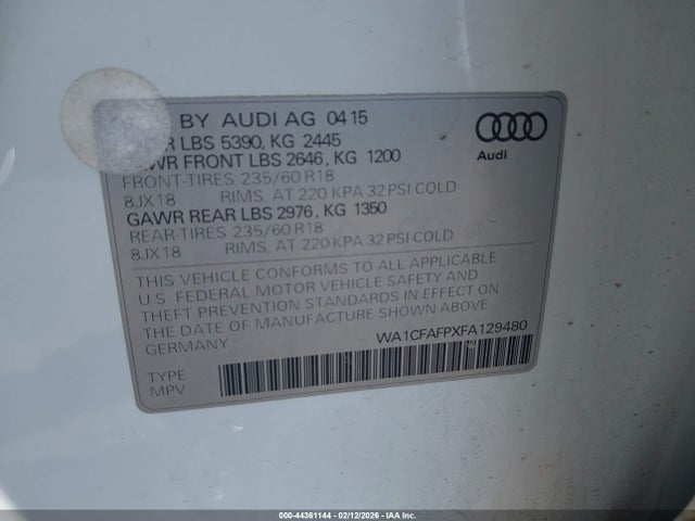 2015 AUDI Q5 WA1CFAFPXFA129480 Photo 8