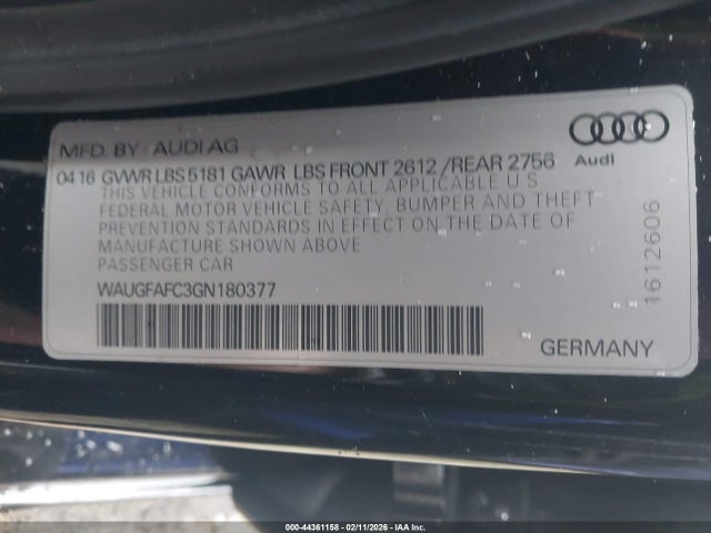 Продаж на аукціоні авто 2016 Audi A6 2.0t Premium Plus, vin: WAUGFAFC3GN180377, номер лоту: 44361158