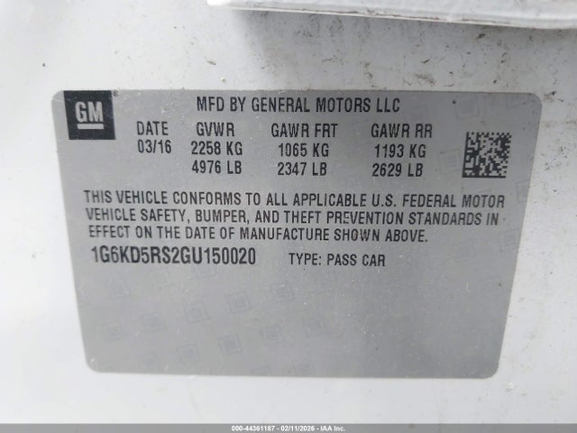 Продажа на аукционе авто 2016 Cadillac Ct6 Luxury, vin: 1G6KD5RS2GU150020, номер лота: 44361187