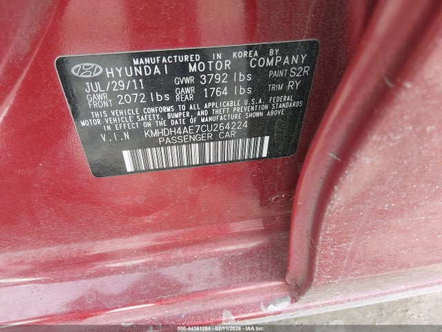 2012 HYUNDAI ELANTRA KMHDH4AE7CU264224 Photo 8