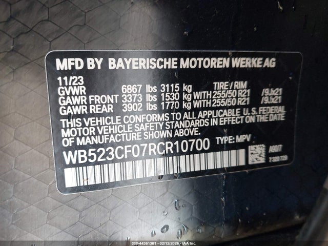 WB523CF07RCR10700 BMW Ix Xdrive50