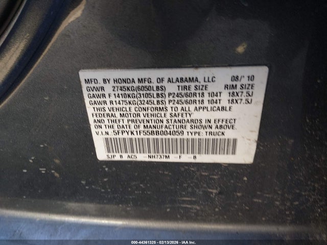 2011 HONDA RIDGELINE 5FPYK1F55BB004059 Photo 8