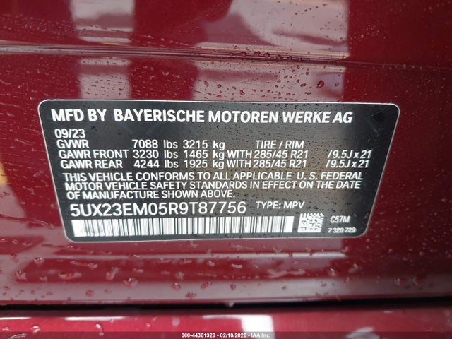 44361329 :رقم المزاد ، 5UX23EM05R9T87756 vin ، 2024 Bmw X7 Xdrive40i مزاد بيع
