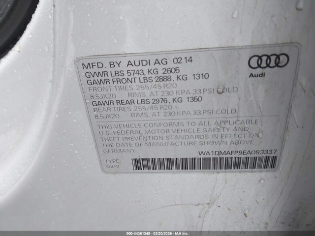 2014 AUDI Q5 WA1DMAFP9EA093337 Photo 8