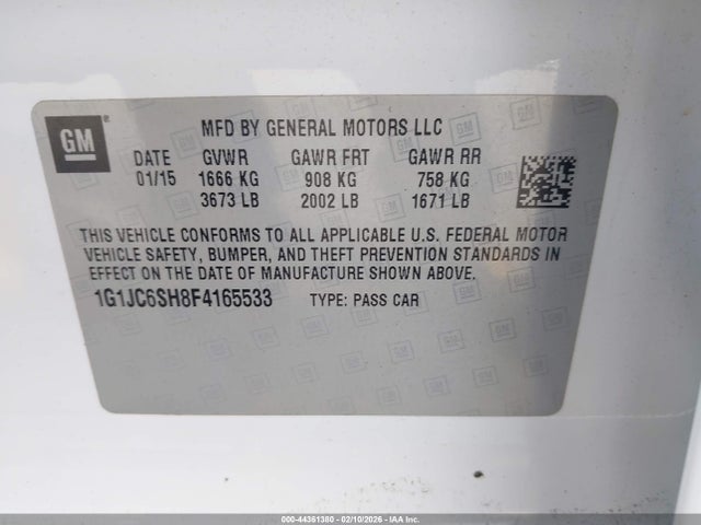 2015 CHEVROLET SONIC 1G1JC6SH8F4165533 Photo 8