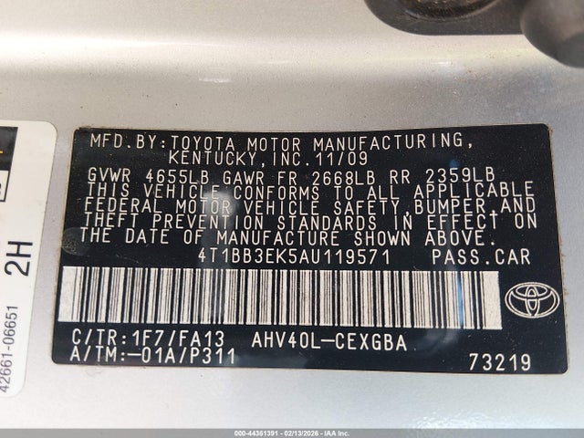 Продаж на аукціоні авто 2010 Toyota Camry Hybrid, vin: 4T1BB3EK5AU119571, номер лоту: 44361391