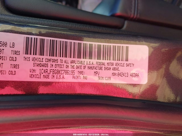 2019 JEEP GRAND CHEROKEE 1C4RJFBG8KC786195 Photo 8