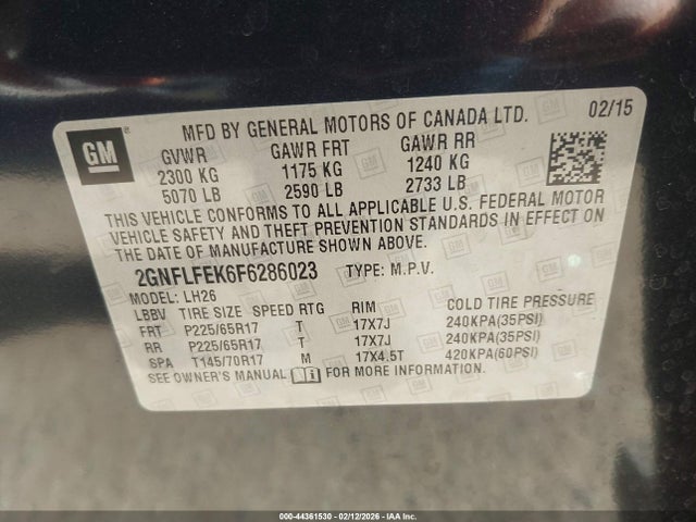 Chevrolet EQUINOX 1LT 2015 2GNFLFEK6F6286023 Image 9