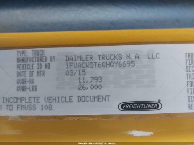 1FVACWDT6GHGY6695 Freightliner M2 106 Medium Duty