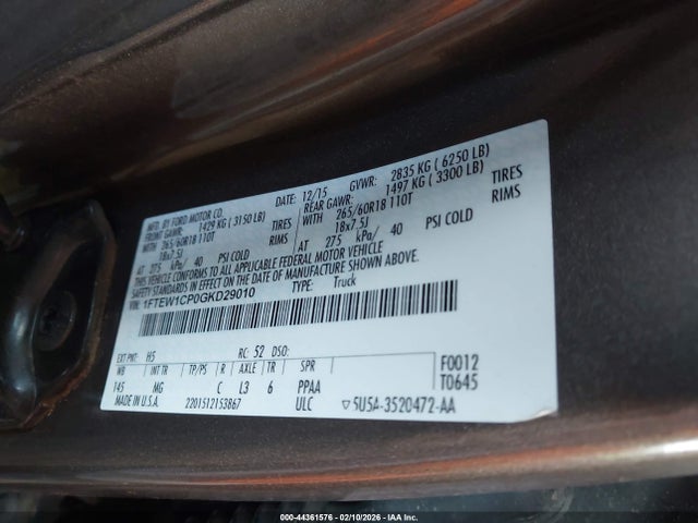 1FTEW1CP0GKD29010 Ford F-150 Xlt