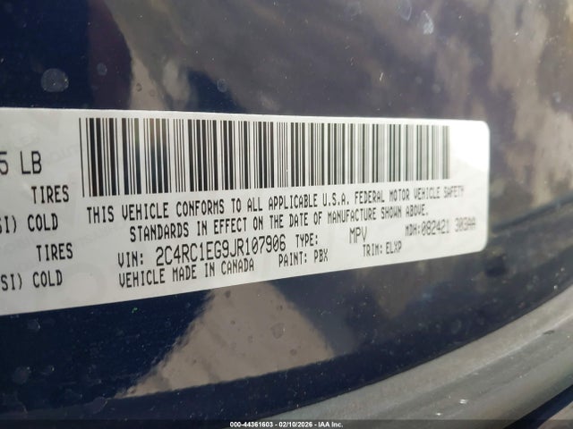Продажа на аукционе авто 2018 Chrysler Pacifica Touring L Plus, vin: 2C4RC1EG9JR107906, номер лота: 44361603