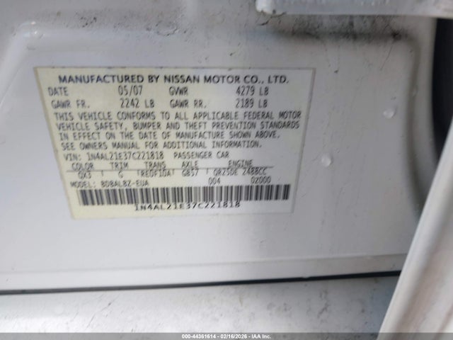 2007 NISSAN ALTIMA 1N4AL21E37C221818 Photo 8