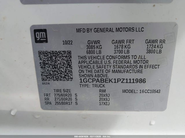 1GCPABEK1PZ111986 Chevrolet Silverado 1500 2wd Short Bed Custom