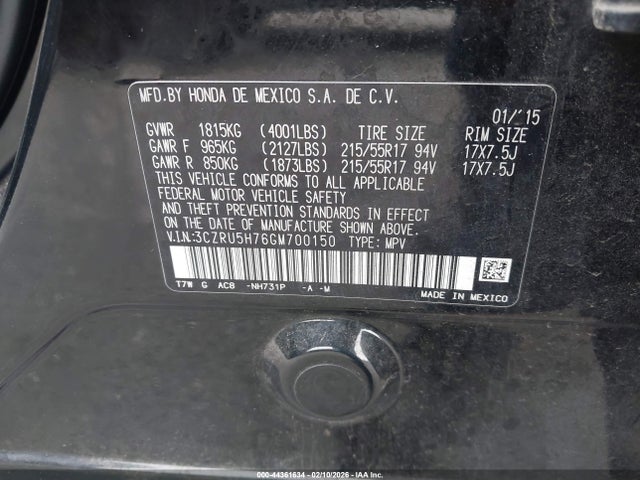 3CZRU5H76GM700150 Honda Hr-v Ex-l