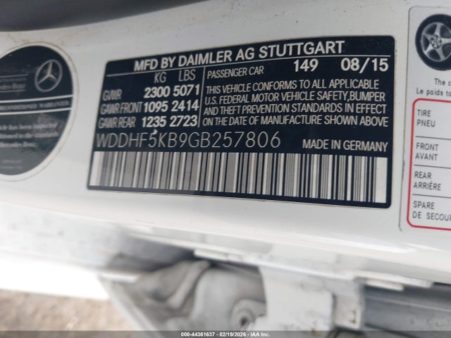 Aukcja sprzedaży 2016 Mercedes-benz E 350, vin: WDDHF5KB9GB257806, numer aukcji: 44361637
