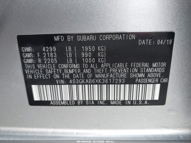 4S3GKAB6XK3617293 Subaru Impreza 2.0i