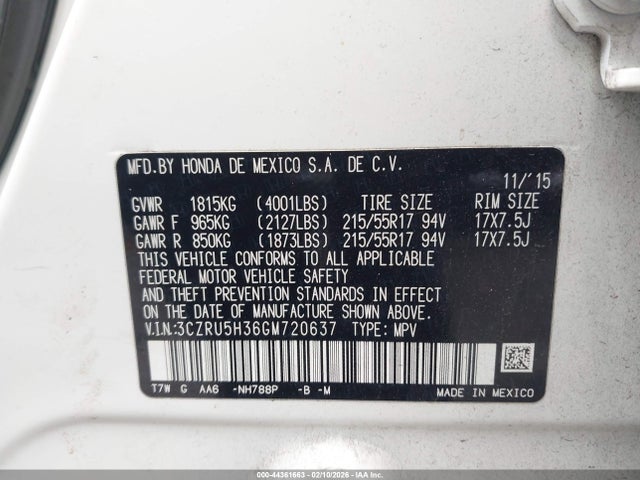 2016 HONDA HR-V 3CZRU5H36GM720637 Photo 8