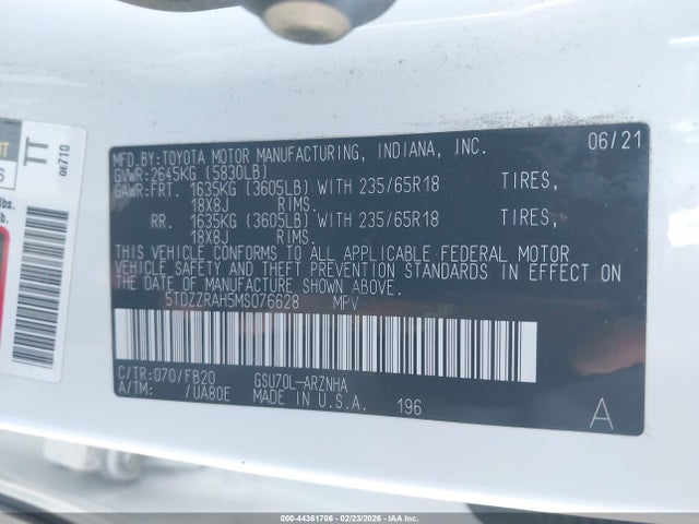Toyota Highlander Le 2021 5TDZZRAH5MS076628 Image 9