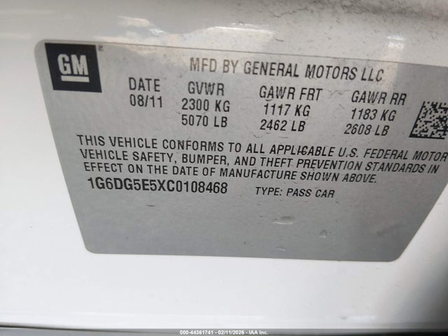 2012 CADILLAC CTS 1G6DG5E5XC0108468 Photo 8