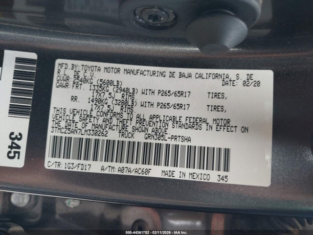 3TMCZ5AN7LM330262 Toyota Tacoma Trd Sport