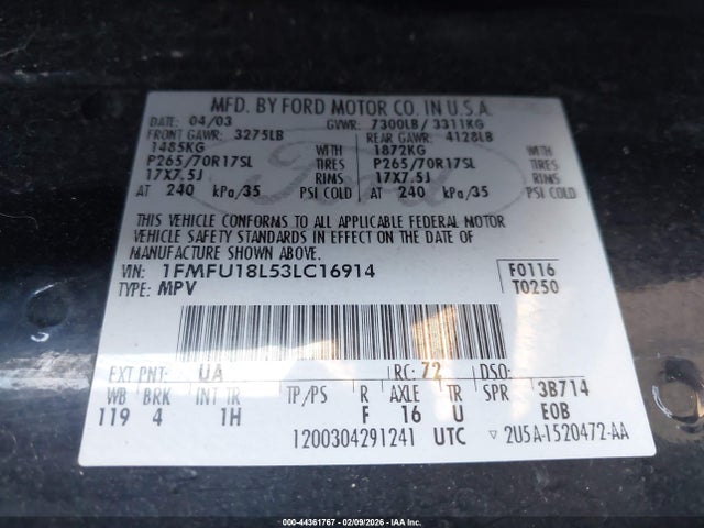 2003 FORD EXPEDITION 1FMFU18L53LC16914 Photo 8