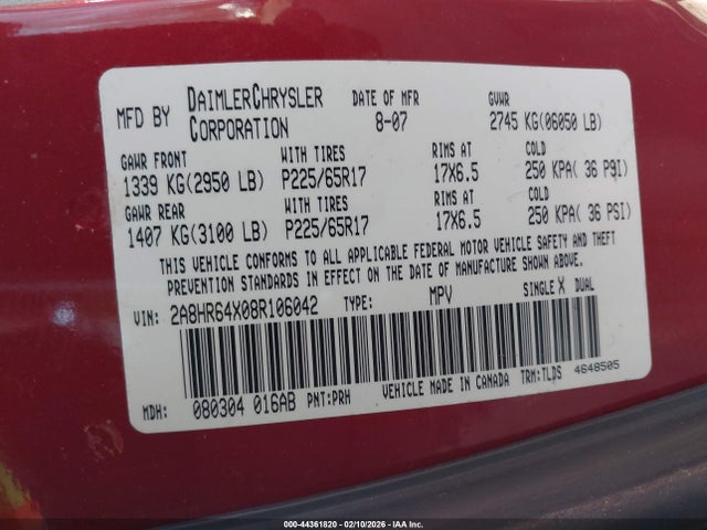 2008 CHRYSLER TOWN & COUNTRY 2A8HR64X08R106042 Photo 8