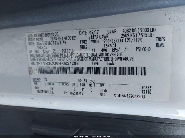 Ford Transit-250 2017 1FTYR2CG6HKB21385 Image 9