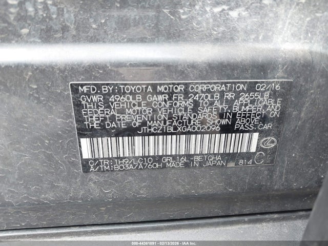 Aukcja sprzedaży 2016 Lexus Gs 350, vin: JTHCZ1BLXGA002096, numer aukcji: 44361891