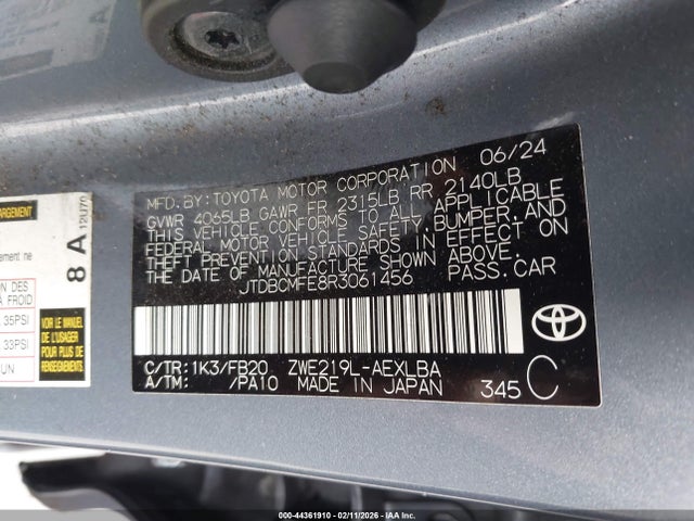 JTDBCMFE8R3061456 Toyota Corolla Hybrid Le