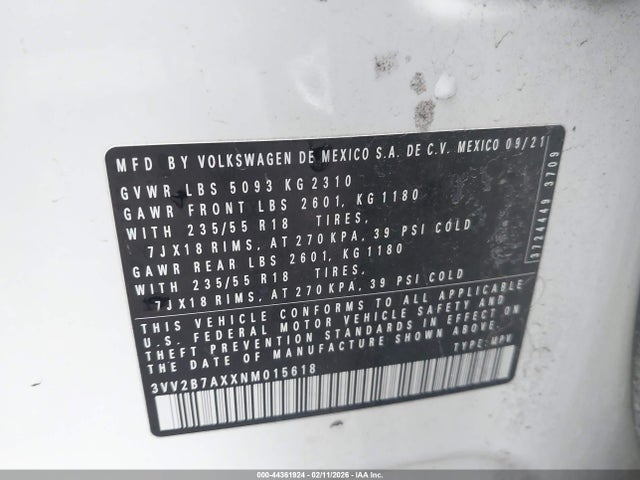 2022 VOLKSWAGEN TIGUAN 3VV2B7AXXNM015618 Photo 8