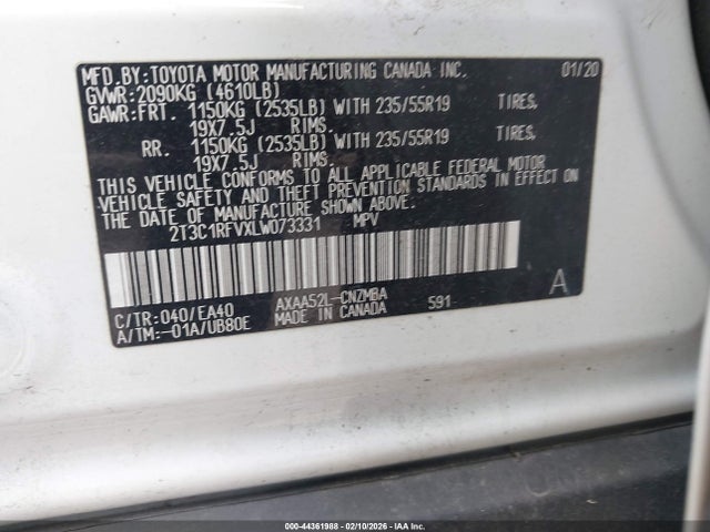 2020 TOYOTA RAV4 2T3C1RFVXLW073331 Photo 8