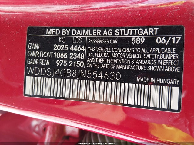 WDDSJ4GB8JN554630 Mercedes-Benz CLA 250 4MATIC