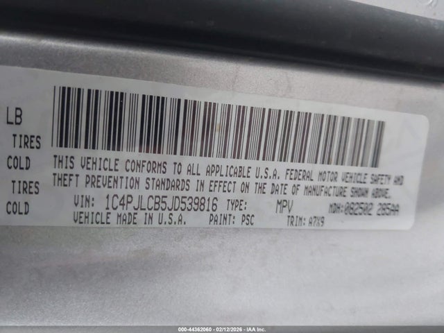 2018 Jeep Cherokee Latitude Fwd მანქანა იყიდება აუქციონზე, vin: 1C4PJLCB5JD539816, აუქციონის ნომერი: 44362060