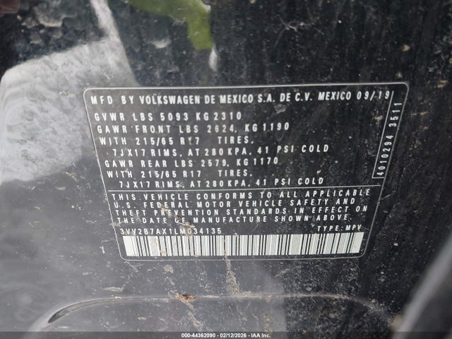 2020 VOLKSWAGEN TIGUAN 3VV2B7AX1LM034135 Photo 8