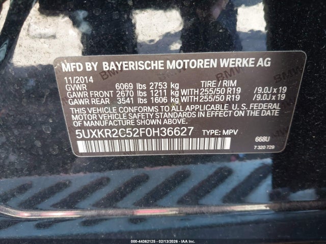 2015 Bmw X5 Sdrive35i მანქანა იყიდება აუქციონზე, vin: 5UXKR2C52F0H36627, აუქციონის ნომერი: 44362125