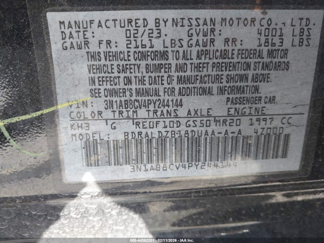 Продажа на аукционе авто 2023 Nissan Sentra Sv Xtronic Cvt, vin: 3N1AB8CV4PY244144, номер лота: 44362201