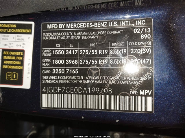 2013 Mercedes-benz Gl 450 4matic მანქანა იყიდება აუქციონზე, vin: 4JGDF7CE0DA199708, აუქციონის ნომერი: 44362234