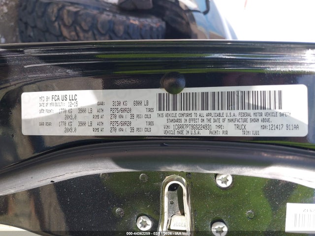 2016 Ram 1500 Longhorn მანქანა იყიდება აუქციონზე, vin: 1C6RR7PT9GS224931, აუქციონის ნომერი: 44362259