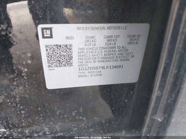 1G1ZD5ST9LF134001 Chevrolet Malibu Fwd Lt
