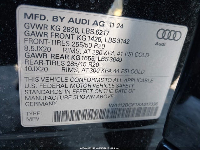 2025 AUDI Q6 E-TRON WA112BGF1SA017336 Photo 8