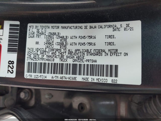3TMAZ5CN7MM146610 Toyota Tacoma Sr5 V6