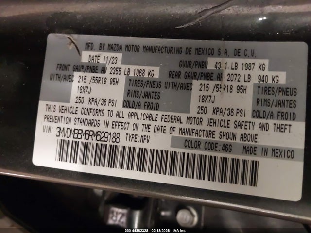 2024 Mazda Cx-30 2.5 S Select Sport მანქანა იყიდება აუქციონზე, vin: 3MVDMBBM6RM629188, აუქციონის ნომერი: 44362328