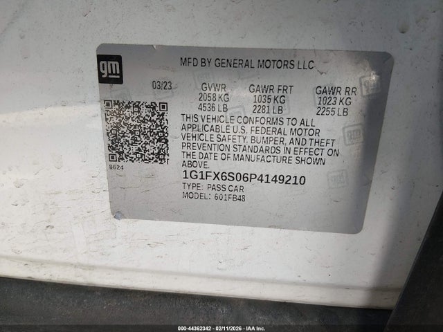 1G1FX6S06P4149210 Chevrolet Bolt Ev Fwd 2lt
