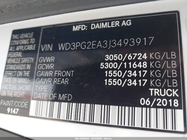 2018 MERCEDES-BENZ METRIS WD3PG2EA3J3493917 Photo 8