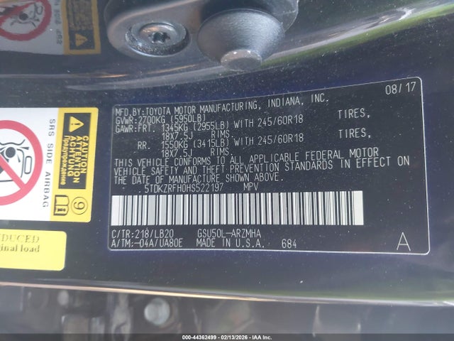 2017 TOYOTA HIGHLANDER 5TDKZRFH0HS522197 Photo 8