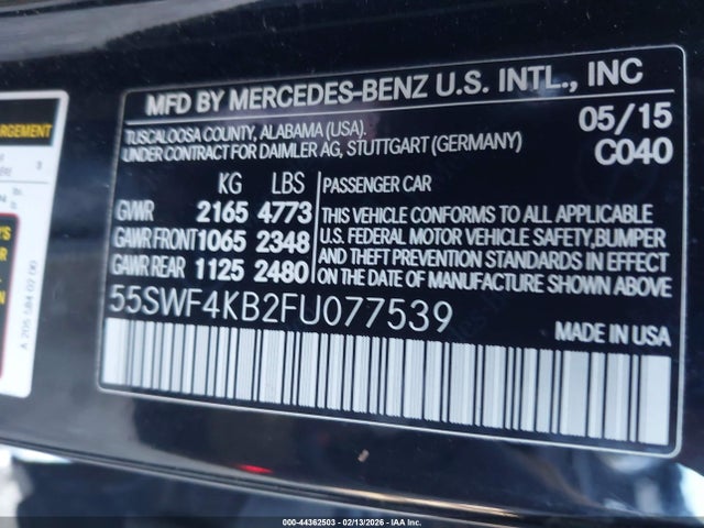 55SWF4KB2FU077539 Mercedes-Benz C 300 4matic/luxury 4matic/sport 4matic